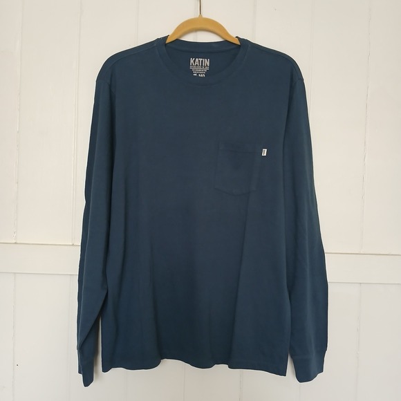 Katin Other - Katin Shirt Henley Long Sleeve Top Men's Medium Organic Cotton Blue Surf Outdoor